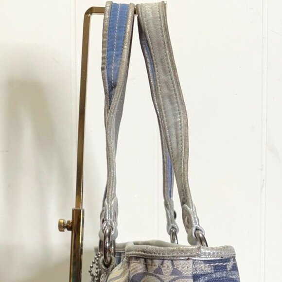 Coach Poppy Collection Blue Denim Patchwork with Silver Detail Tote Purse - Picture 7 of 16